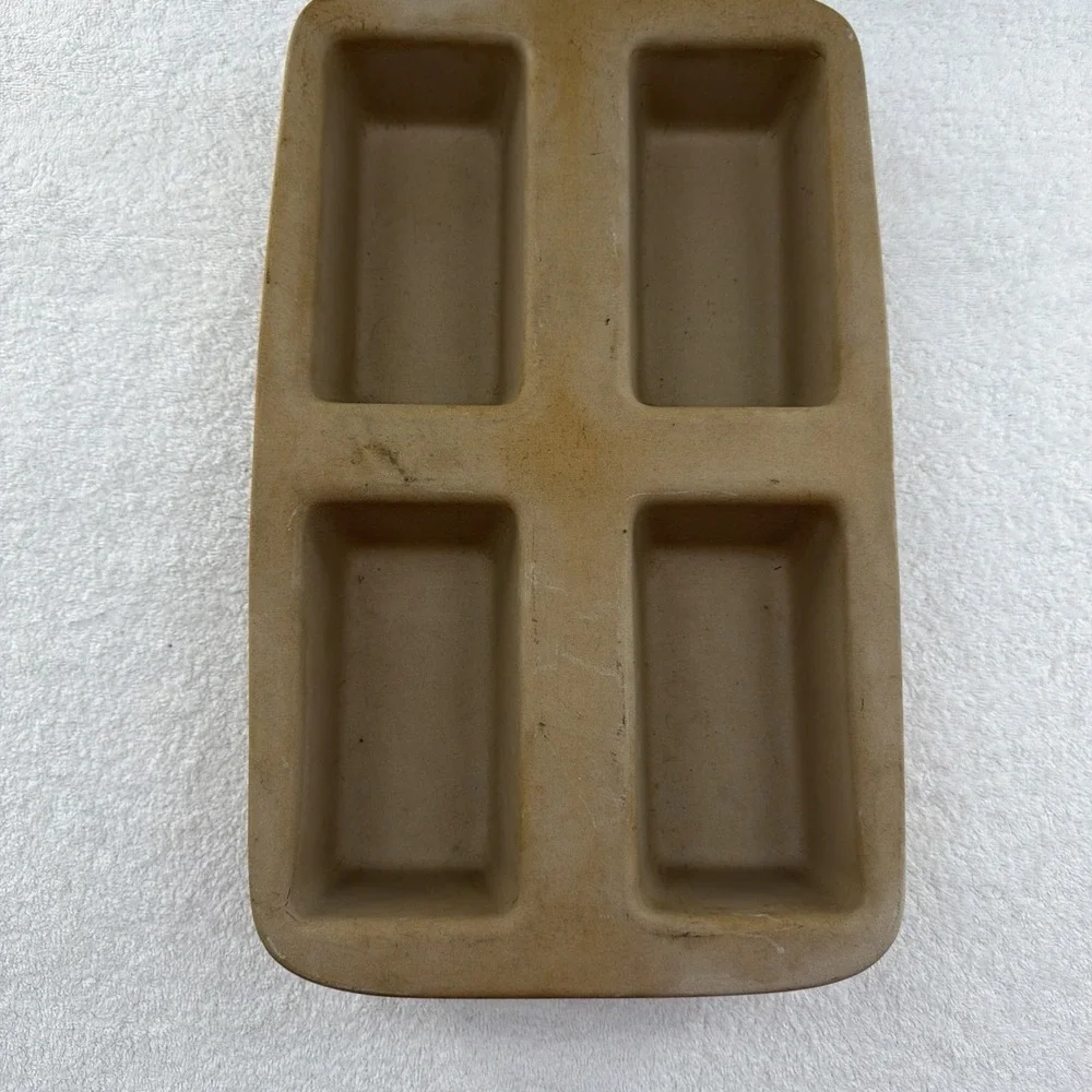 Pampered Chef Mini 4 Loaf Stoneware Bread Pan 15x9 Family Heritage